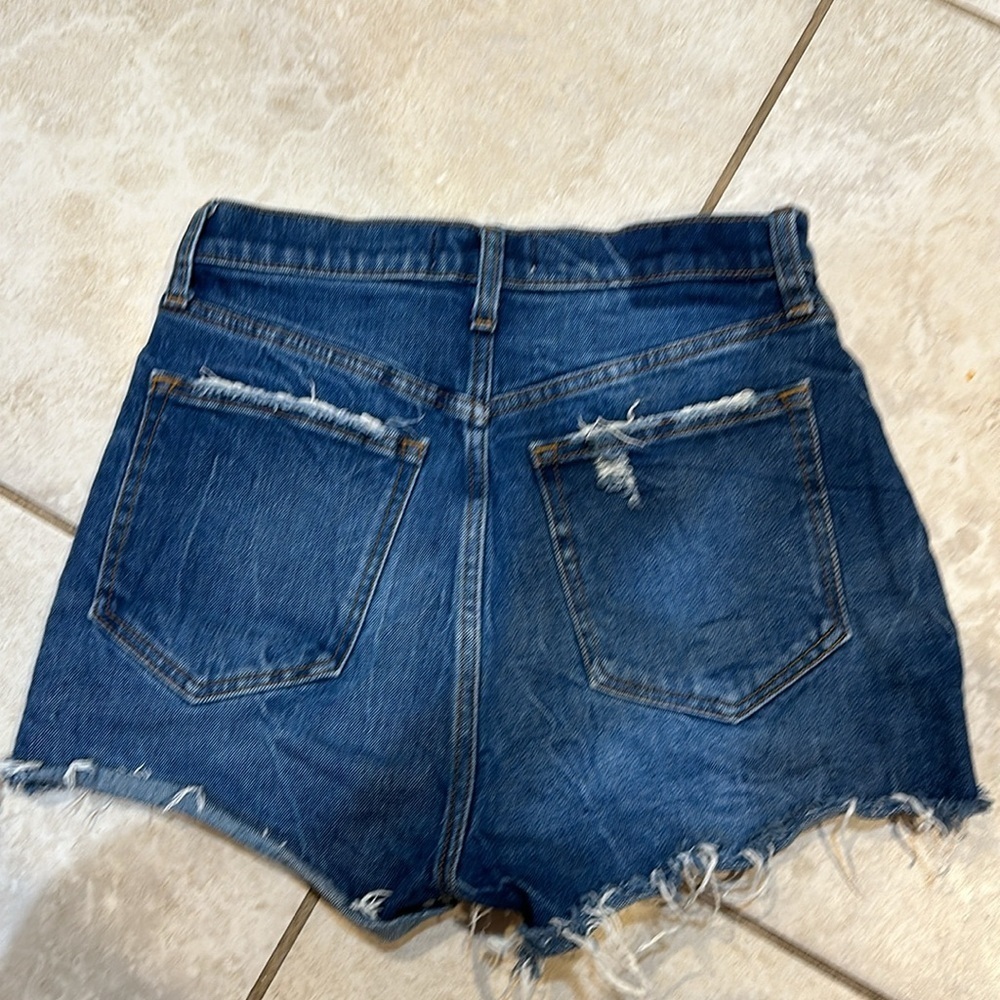 Abercrombie & Fitch High Rise Mom Shorts 2 Curve Love Button Fly Destroyed - Picture 6 of 9